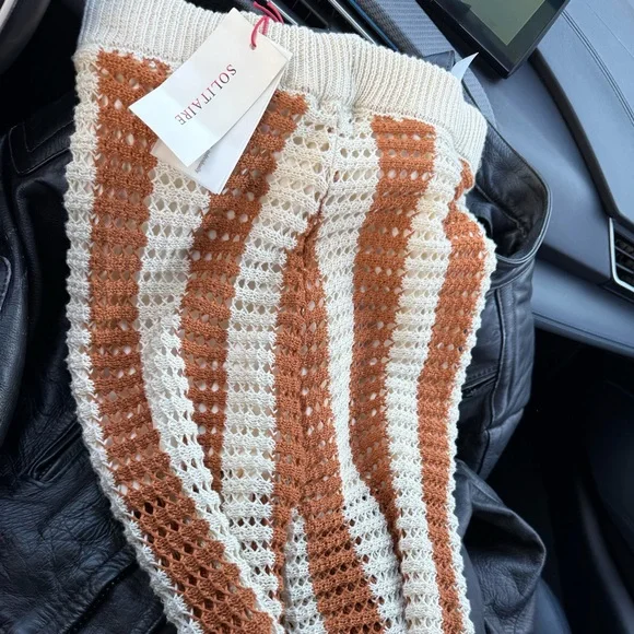 Revolve SOLITAIRE Crochet Flare Pants - Cream/Tan - Size S - NWT - Boho Style - Picture 3 of 3